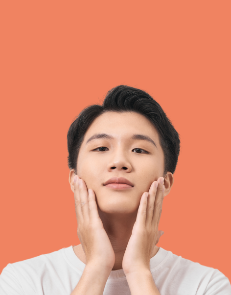 Man applying a cosmetic product on his skin Man applying a cosmetic product on his skin